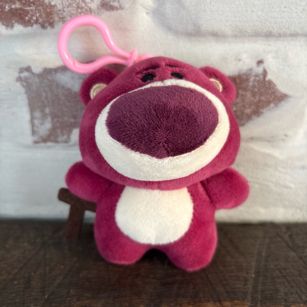 WDW Disney PIXAR Toy Story Lotso Plush Keychain Purple Bear Cane Plush Toy Rare